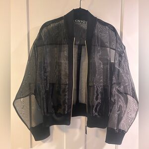 GSTQ sheer bomber jacket-new